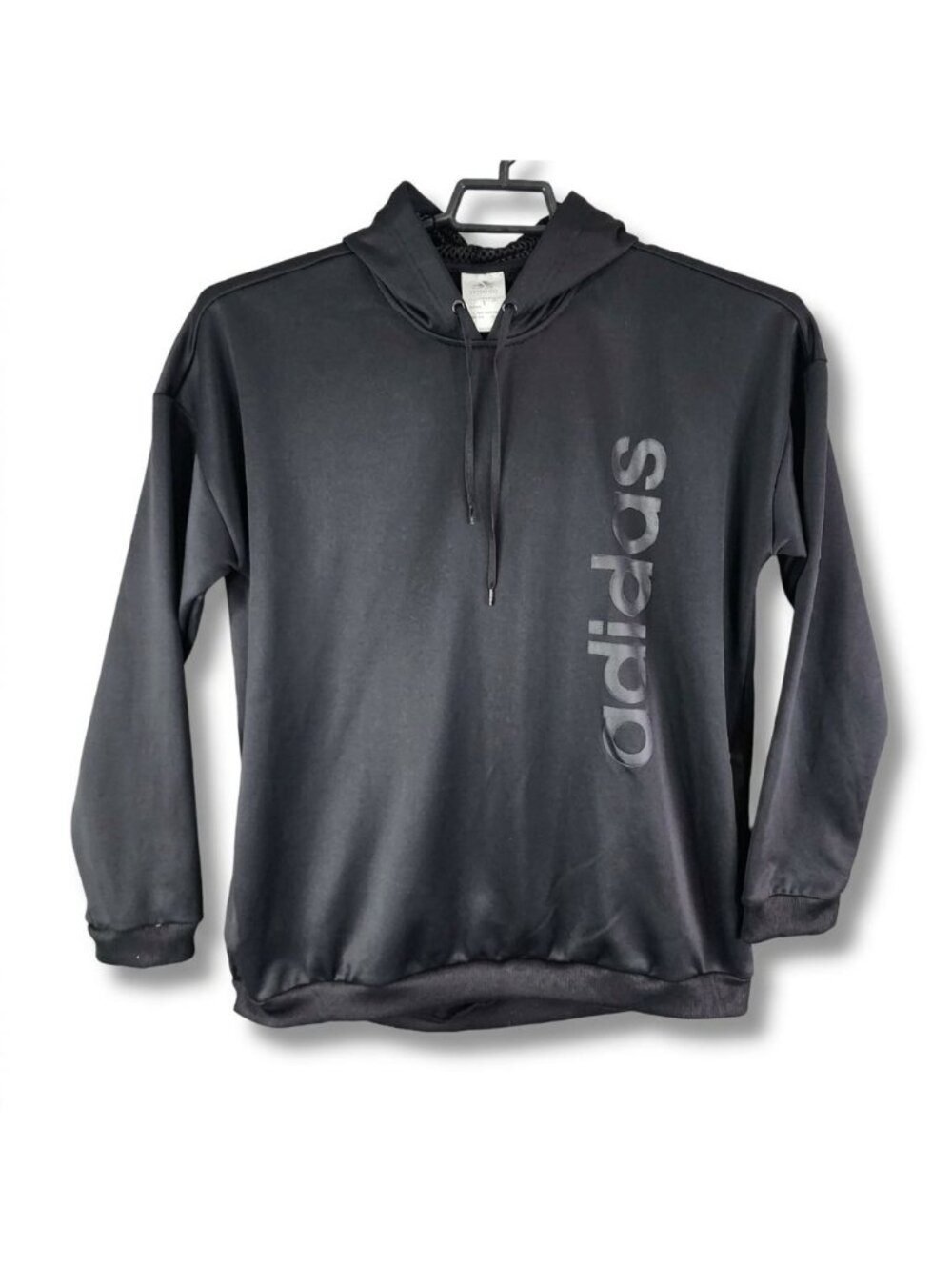Womens Adidas Black Vertical Logo Graphic Pullover Hoodie Sweatshirt Aeroready S